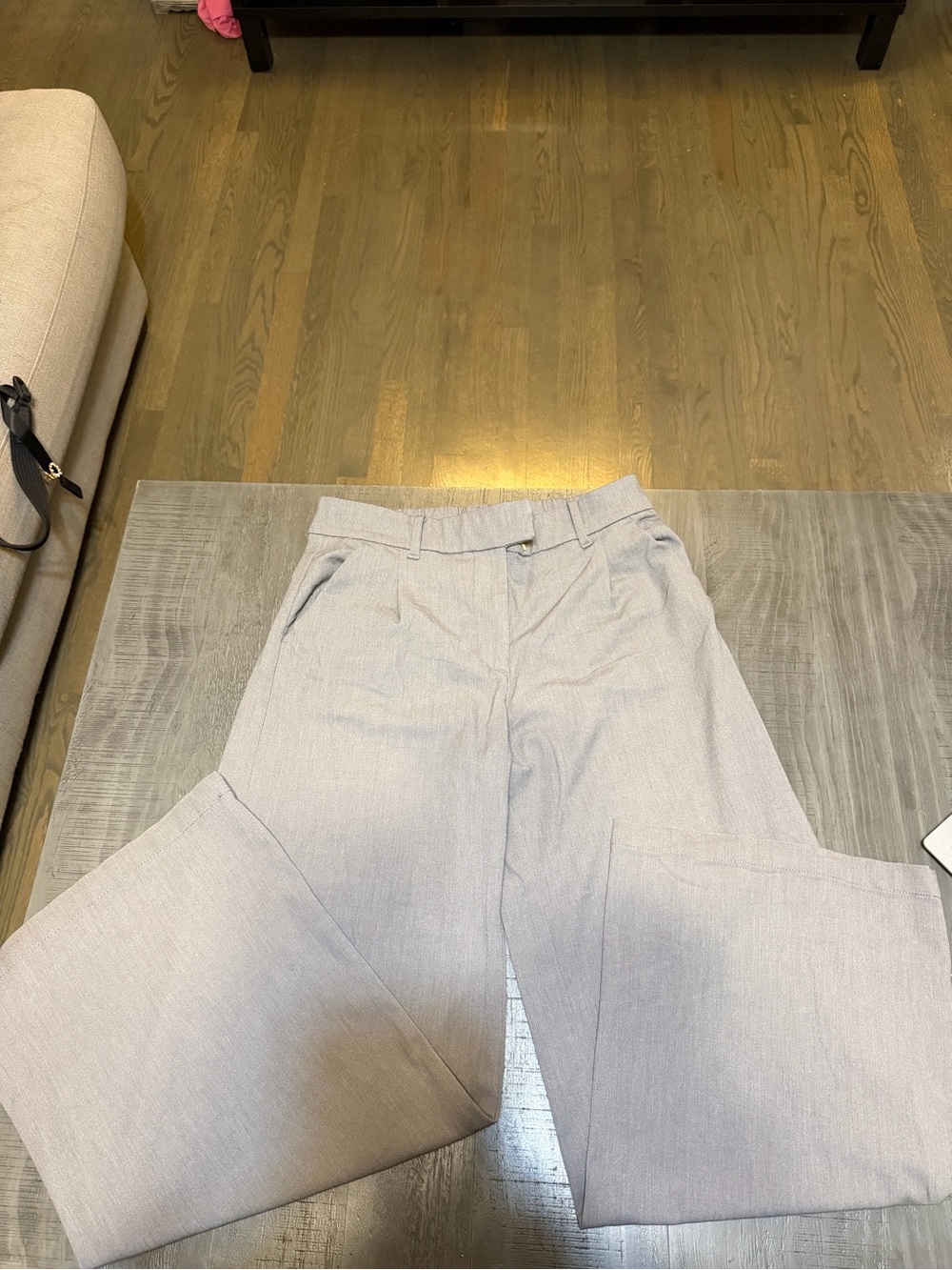American Eagle Outfitters Pale Gray Wide-Leg Pants